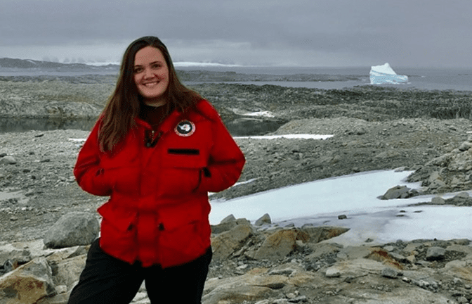 Ph.D. student Beth Connors at Palmer Station, Antarctica.